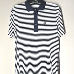 G/FORE Mens Performance Golf Polo Blue Striped Short Sleeve Size Medium